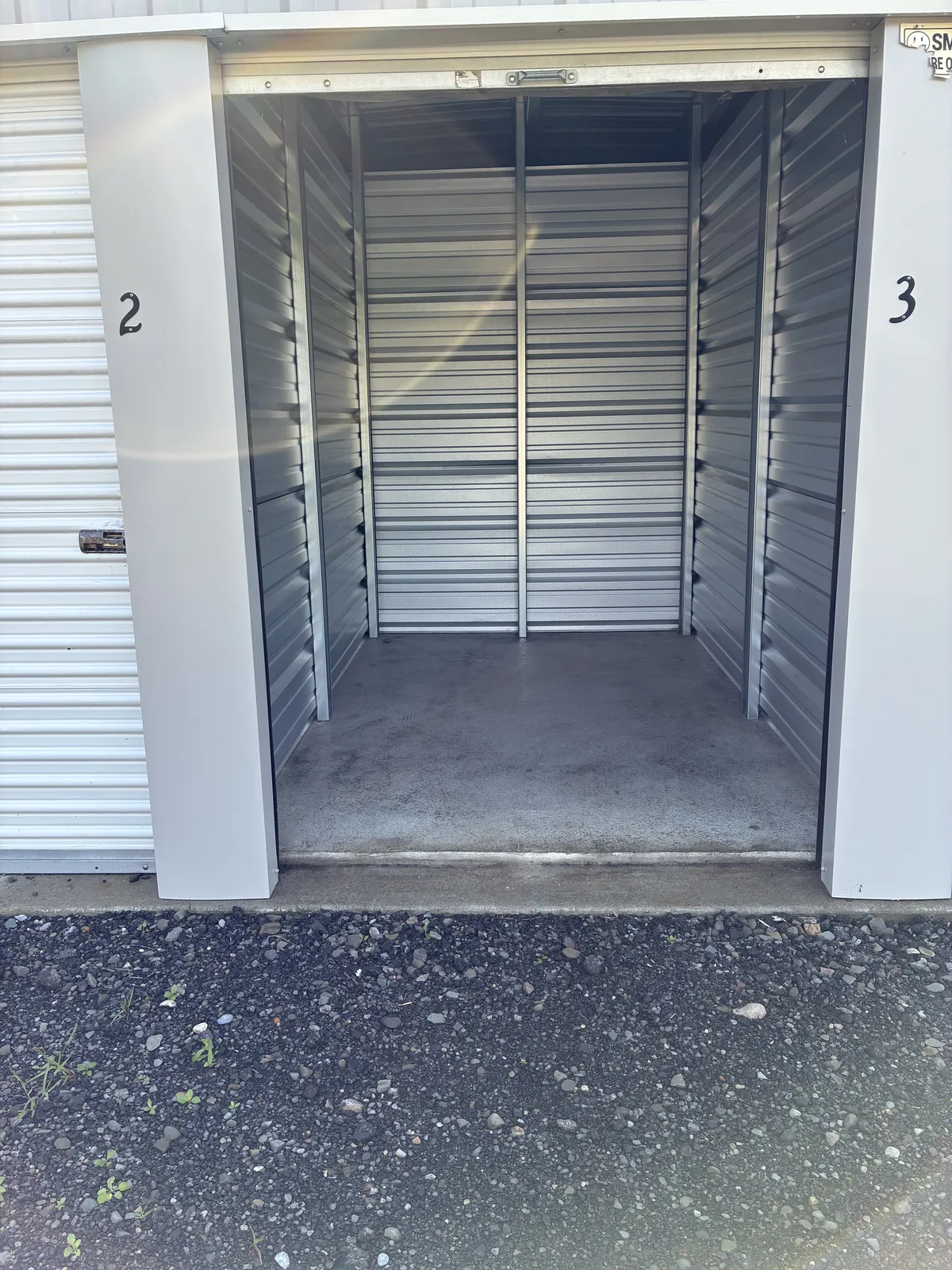Empty indoor storage unit at CP Storage, clean and ready to move into